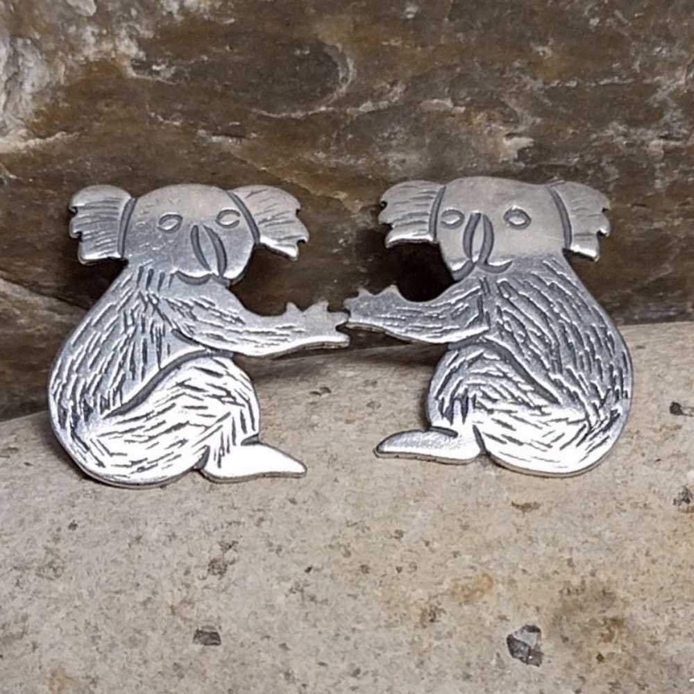 Vintage .925 Sterling Silver Koal Bear Earrings - image 1