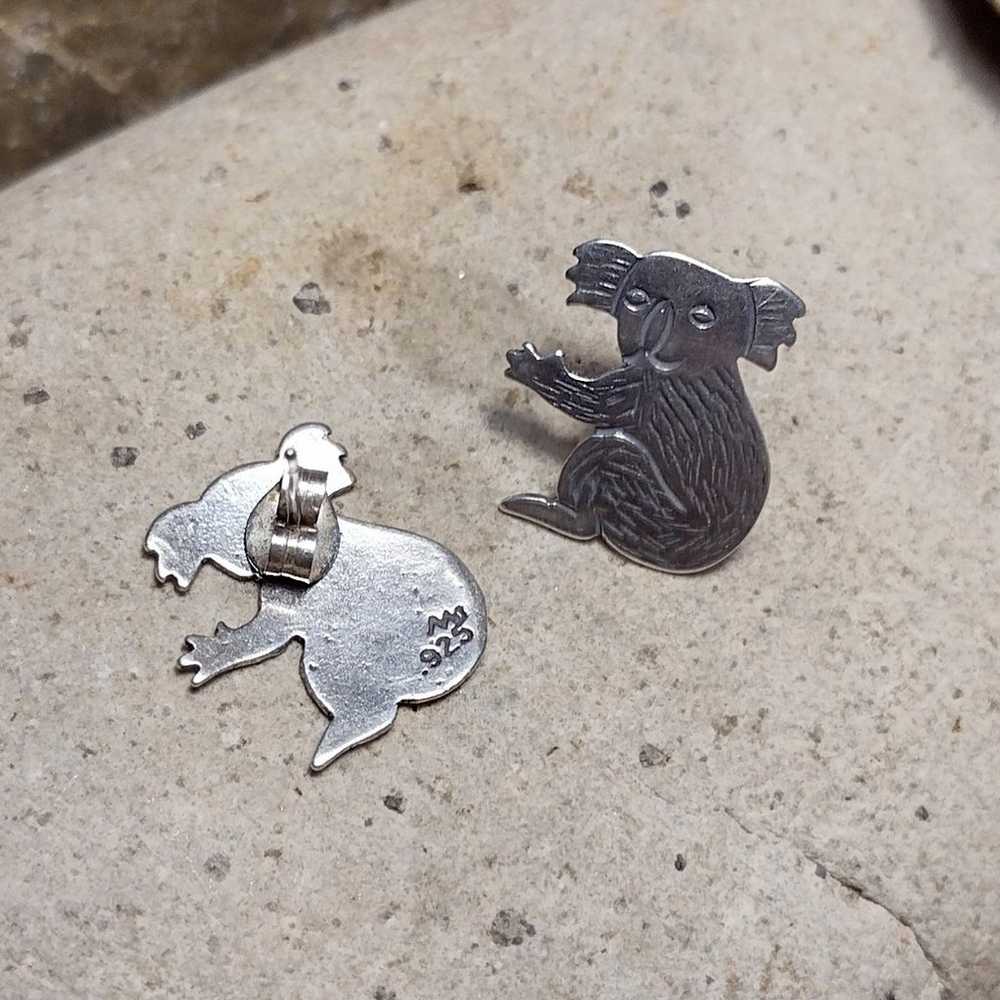 Vintage .925 Sterling Silver Koal Bear Earrings - image 3