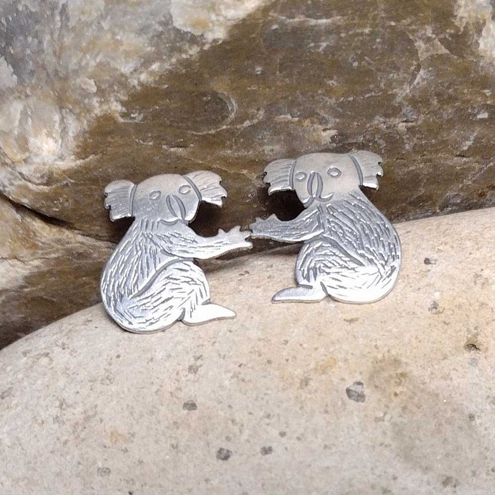 Vintage .925 Sterling Silver Koal Bear Earrings - image 4