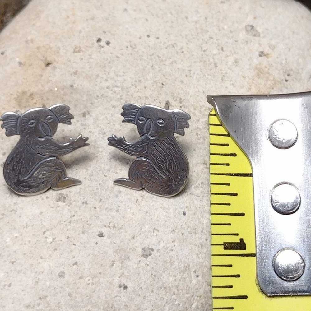 Vintage .925 Sterling Silver Koal Bear Earrings - image 5