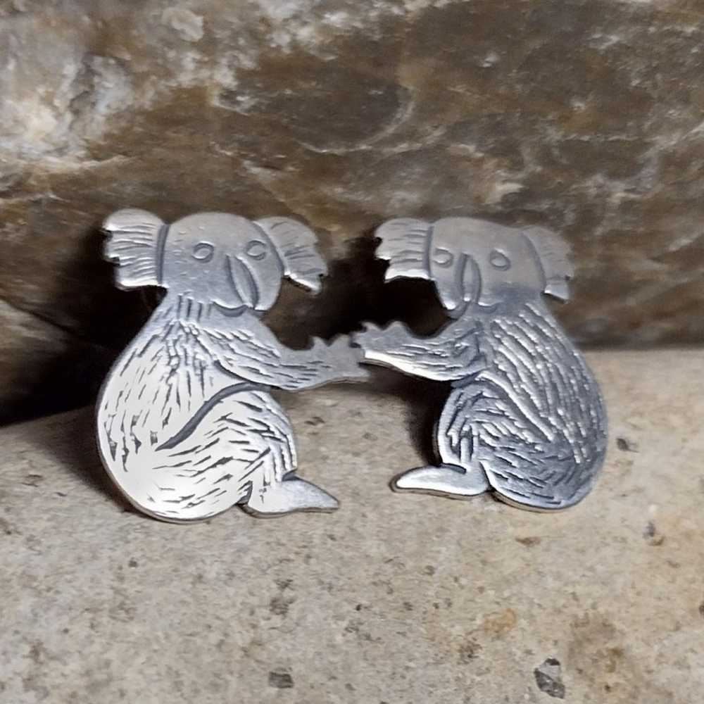 Vintage .925 Sterling Silver Koal Bear Earrings - image 6