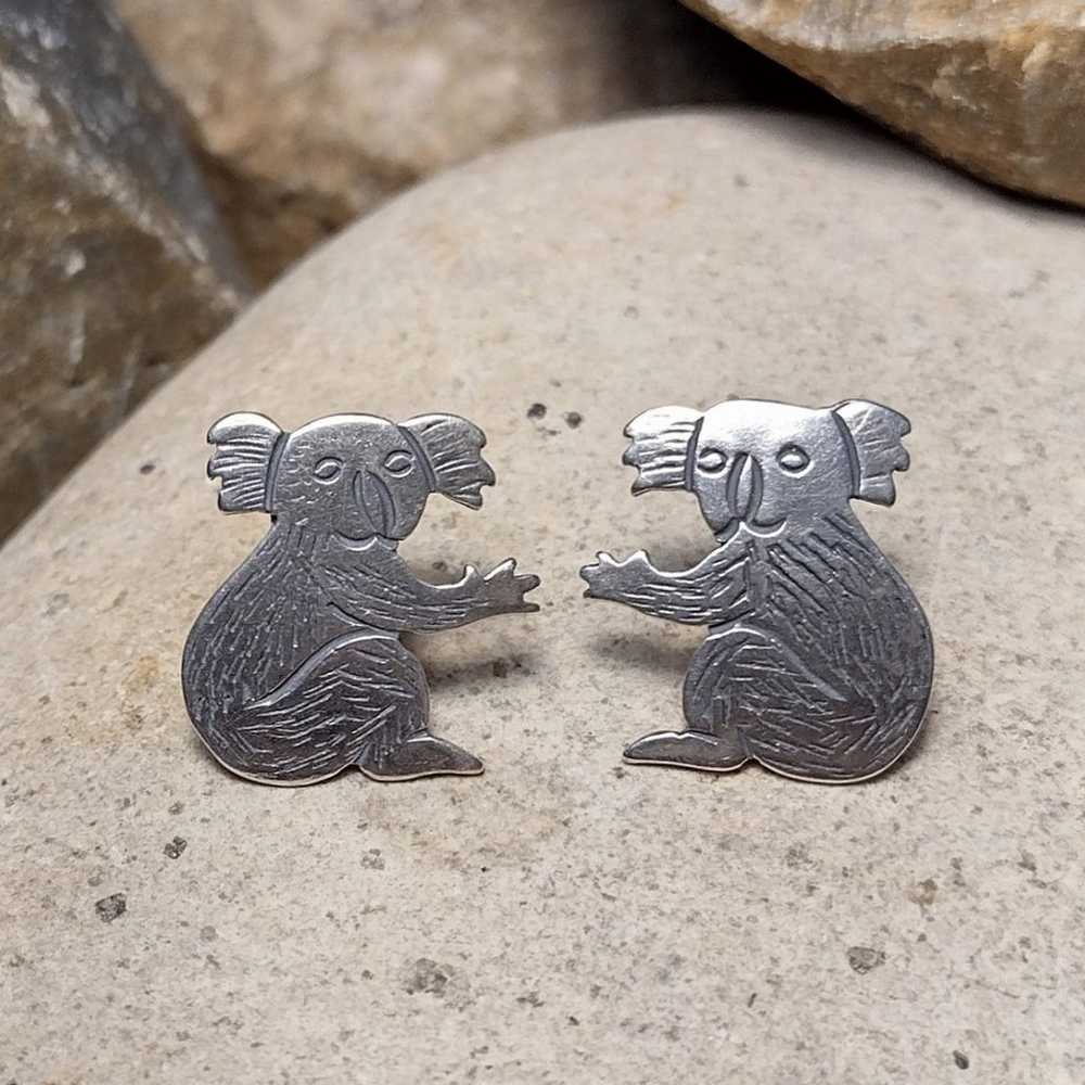 Vintage .925 Sterling Silver Koal Bear Earrings - image 7