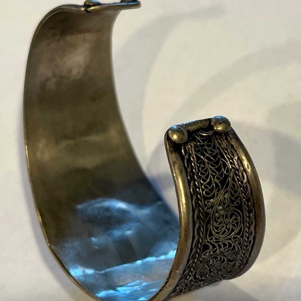 Vintage Silver Cuff Bracelet Turquoise Lapis - image 3