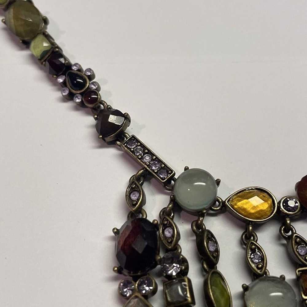 Signed DB Rhinestone/Stone Multi Color Dangle Cos… - image 6