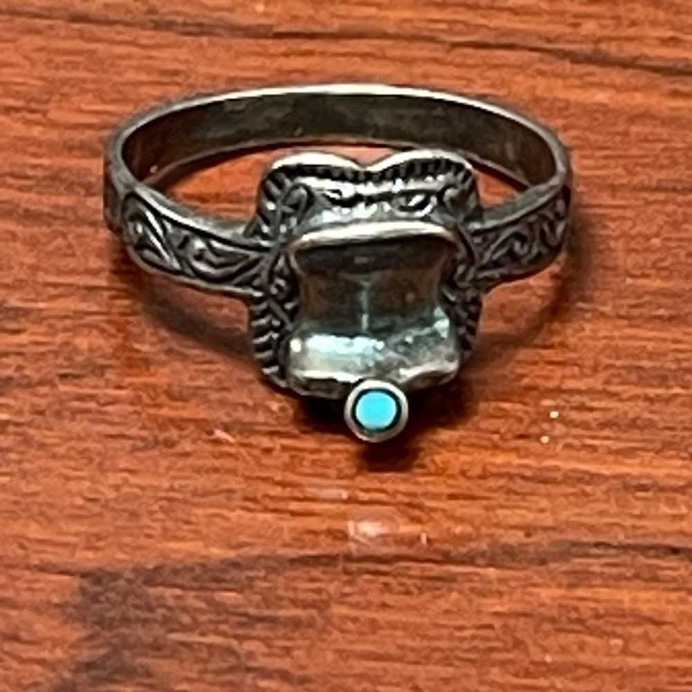 Vintage sterling silver horse saddle ring - image 10