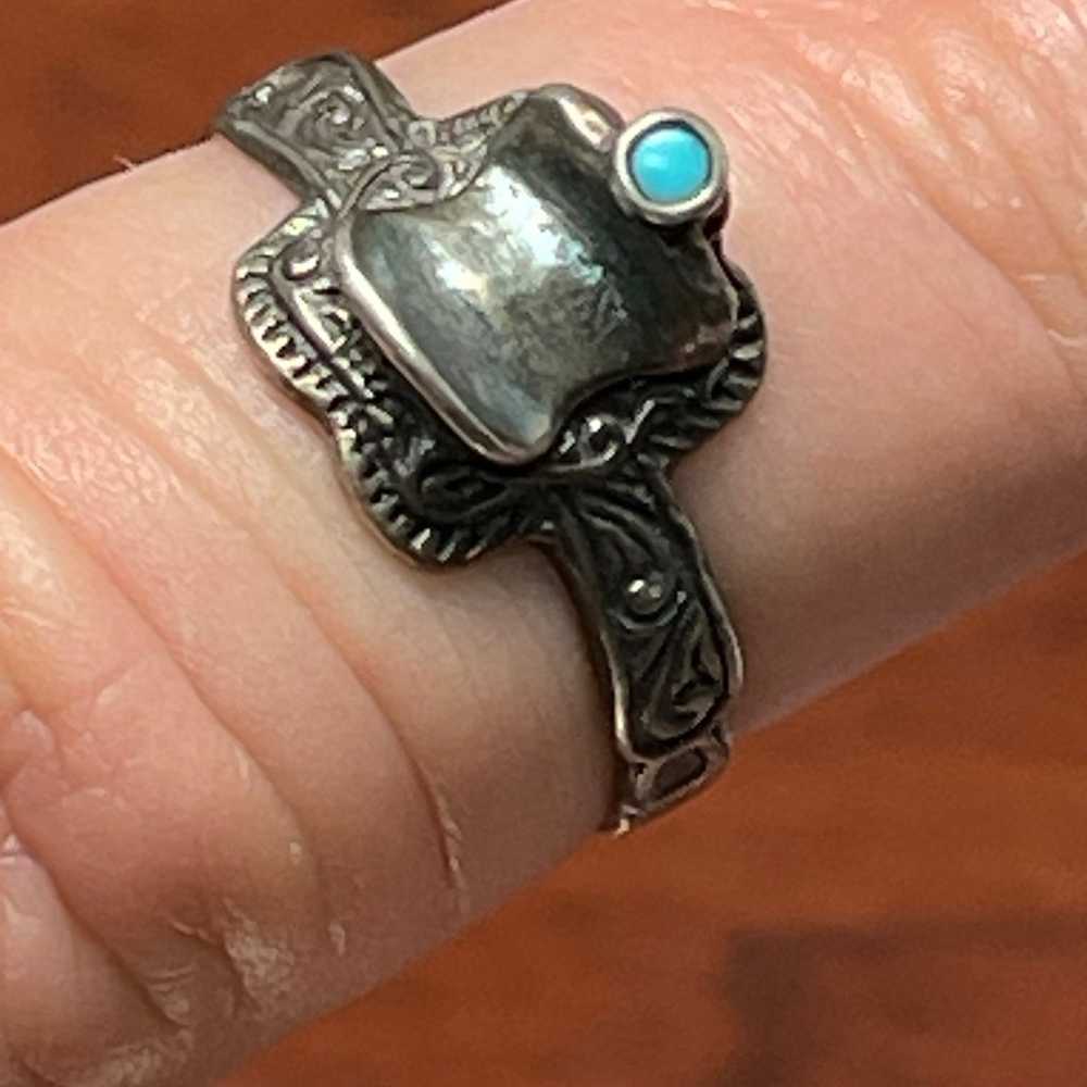 Vintage sterling silver horse saddle ring - image 2