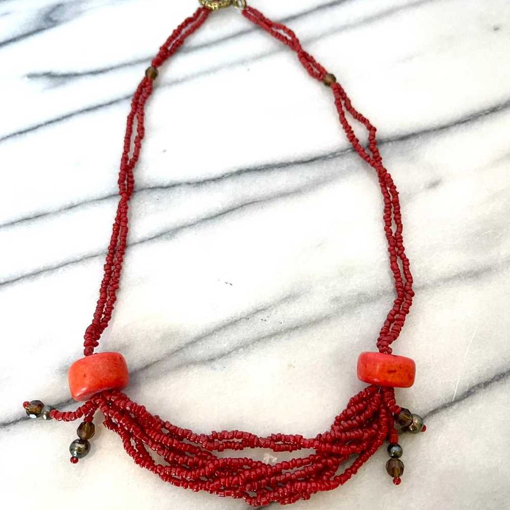 Coral Necklace - Vintage Handmade - image 3