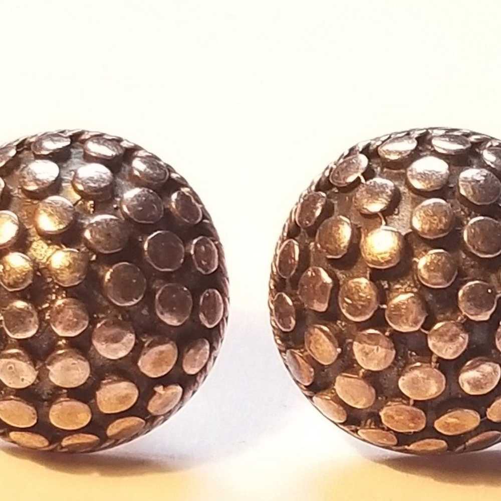 Vintage Sterling Silver Studded Button Earrings O… - image 3