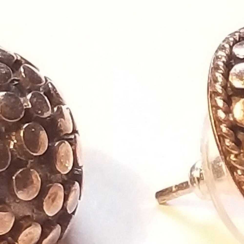 Vintage Sterling Silver Studded Button Earrings O… - image 4