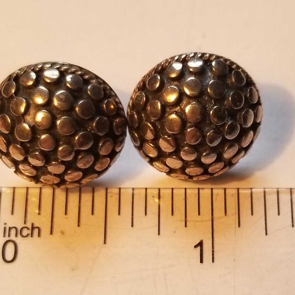 Vintage Sterling Silver Studded Button Earrings O… - image 7