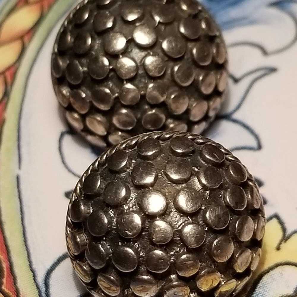 Vintage Sterling Silver Studded Button Earrings O… - image 9