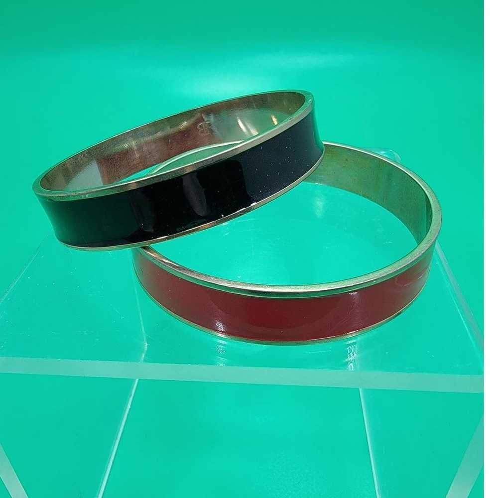 Two Monet Bangle Bracelet Red & Black Enamel Gold… - image 1