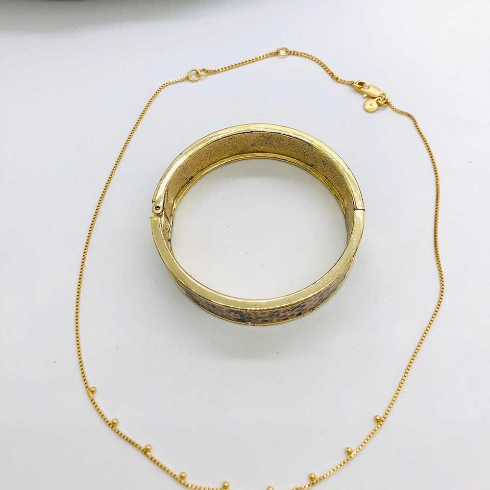 Modern Vintage Dainty Necklace & Snakeskin Bracel… - image 5