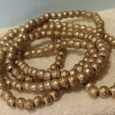 Vintage forged brass beads gold filled Bicones Vi… - image 1