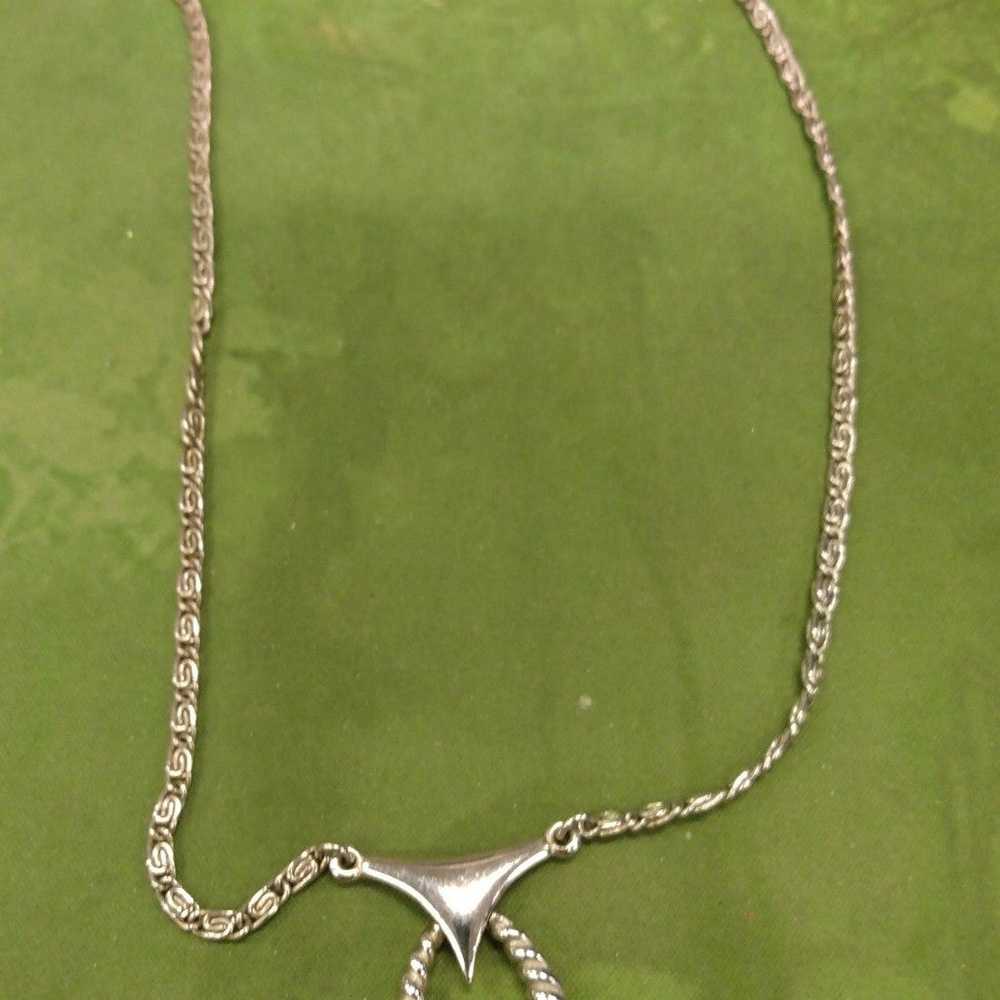 Vintage Trifari Silver tone Necklace with Pendant - image 1