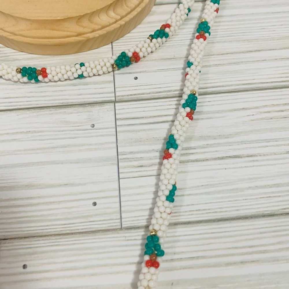 Vintage 70's Handmade Beaded Christmas Tree Wrap … - image 5