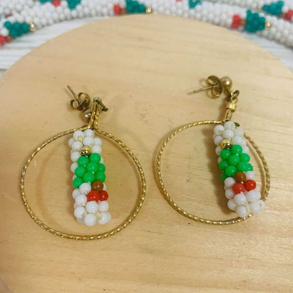 Vintage 70's Handmade Beaded Christmas Tree Wrap … - image 8