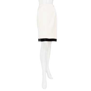 2003 White and Black Trim Silk CC Skirt - image 1