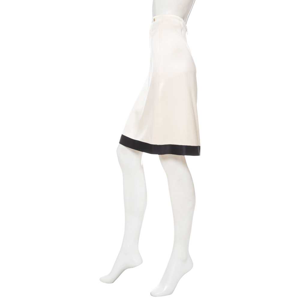 2003 White and Black Trim Silk CC Skirt - image 4