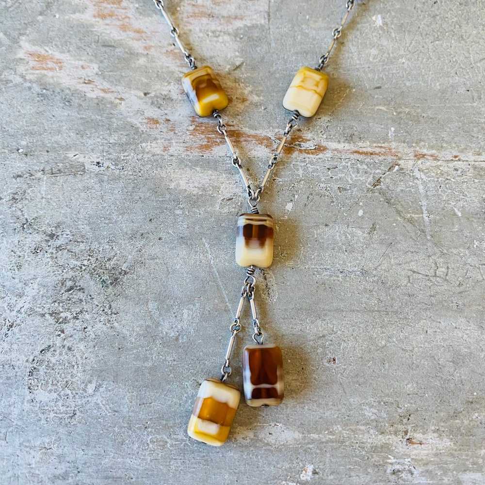 Artisan Vintage Sterling Silver & Agate Necklace - image 3