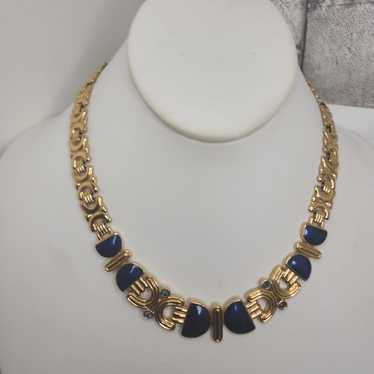 NecklaceVintage  Trifari Gold Tone  and blue  col… - image 1