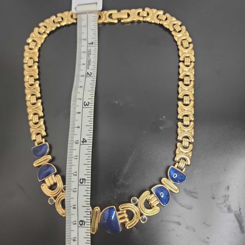 NecklaceVintage  Trifari Gold Tone  and blue  col… - image 5