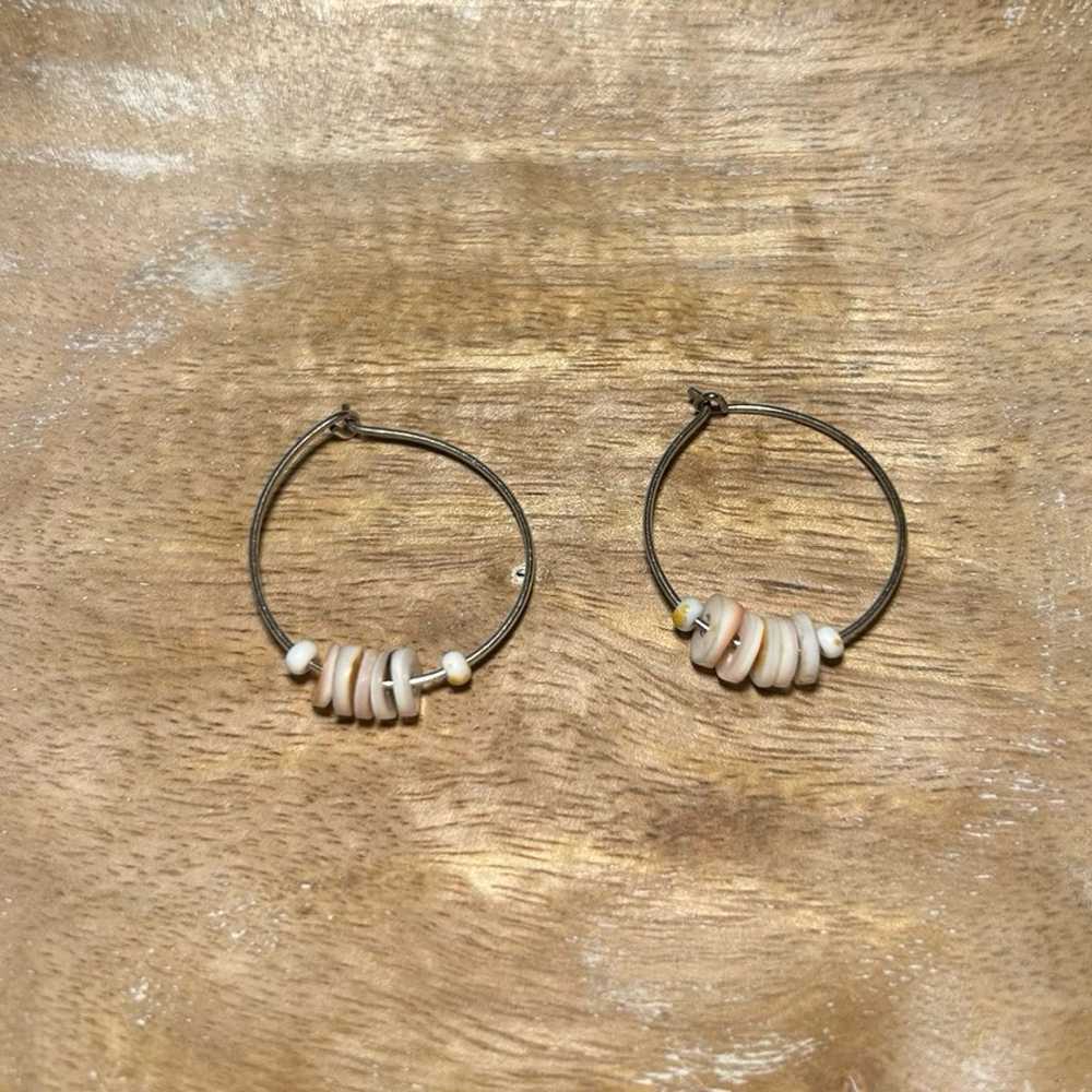 Vintage Puka Shell Sterling Silver Earrings - image 1