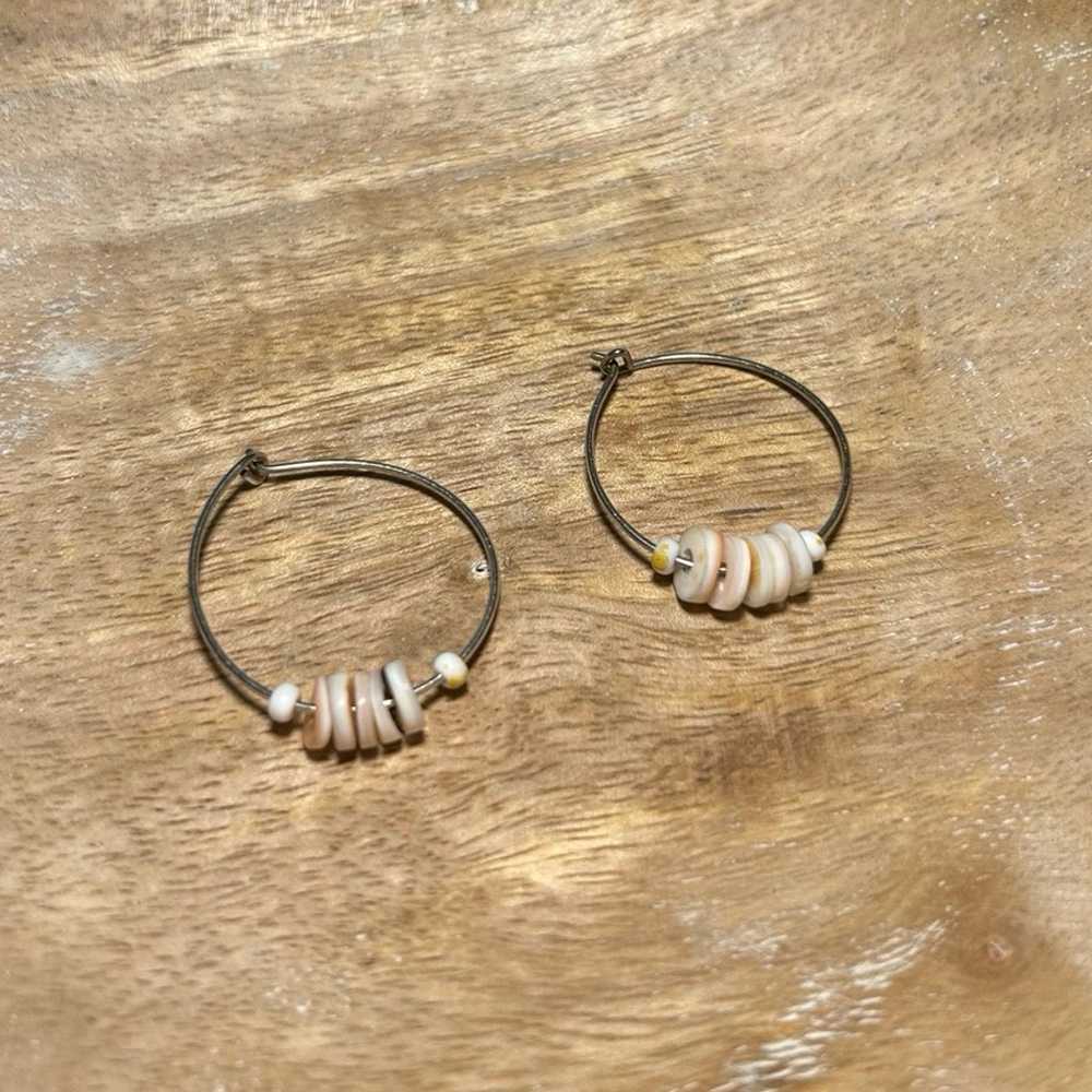 Vintage Puka Shell Sterling Silver Earrings - image 2