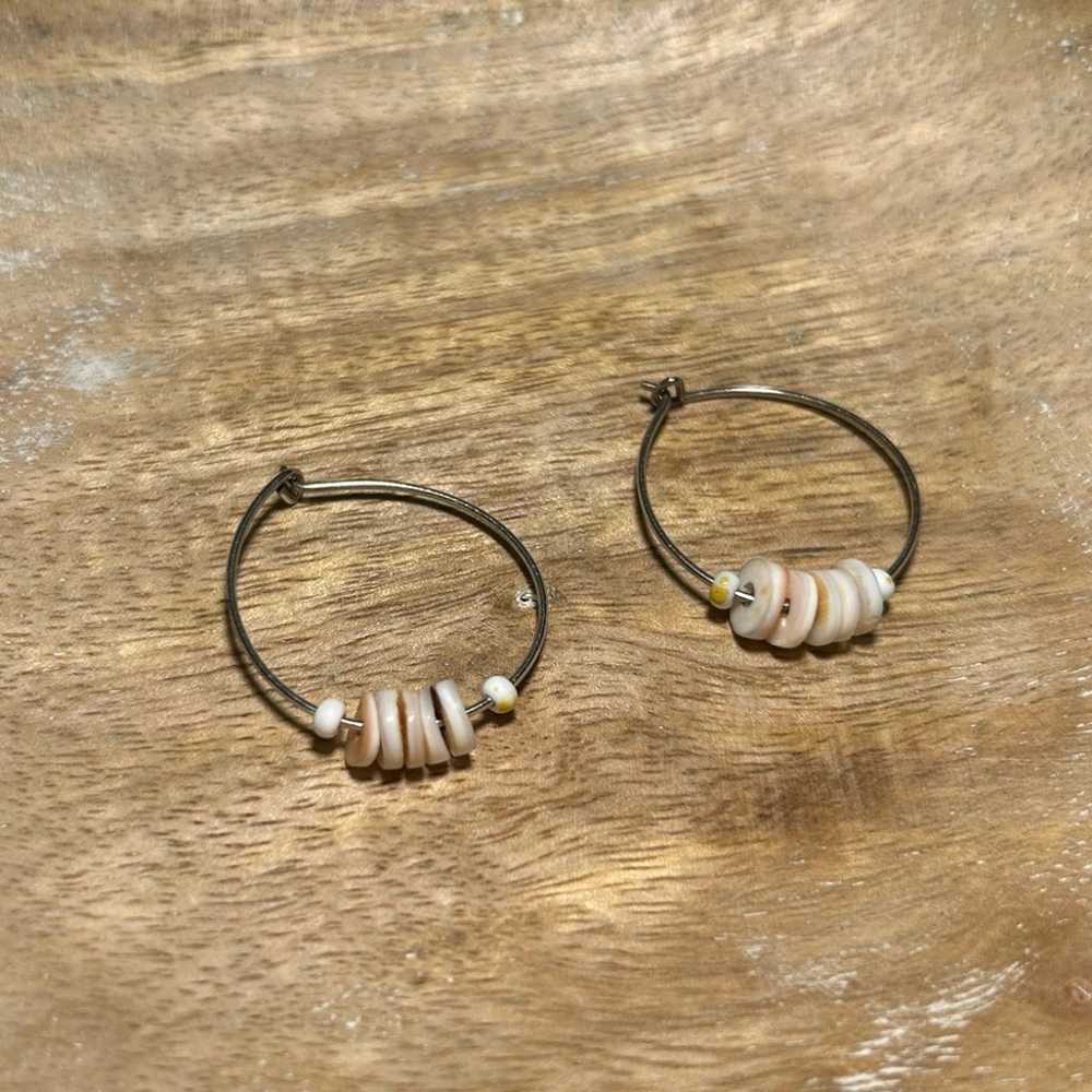 Vintage Puka Shell Sterling Silver Earrings - image 3