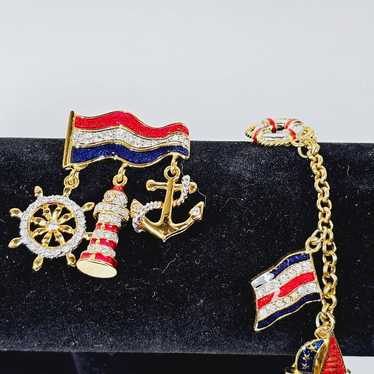 VTG Danbury Mint Nautical Goldtone Enamel Crystal… - image 1