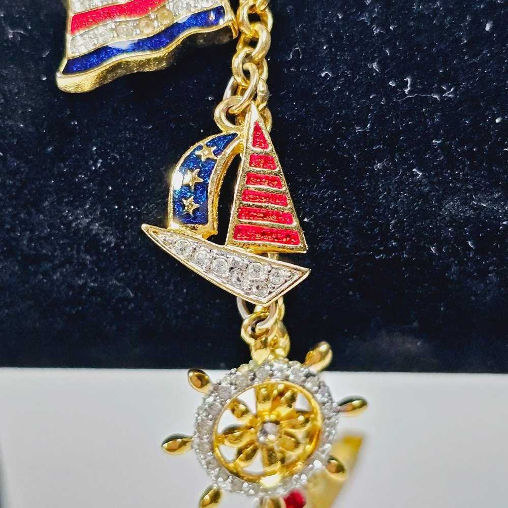 VTG Danbury Mint Nautical Goldtone Enamel Crystal… - image 3