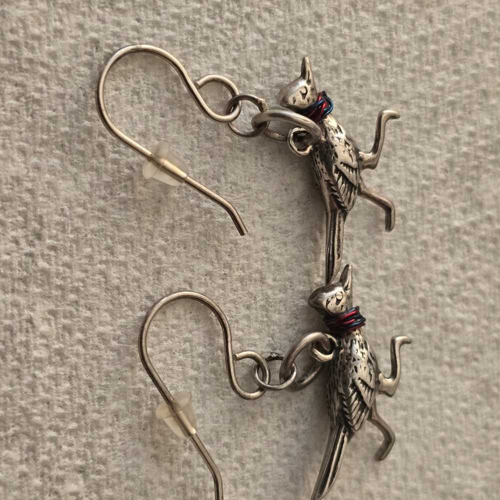 Sterling silver roadrunner birds earrings 1" - image 2