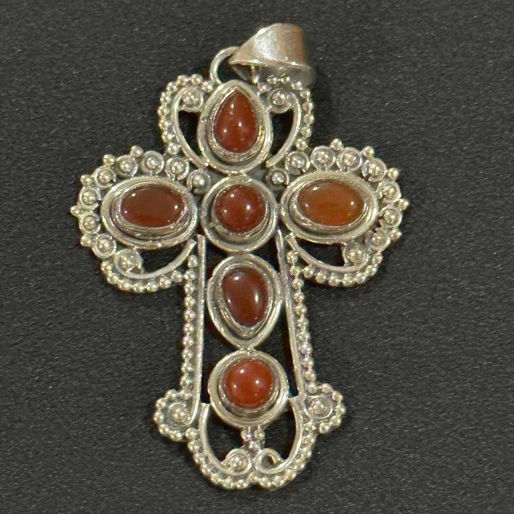 Beautiful Handmade Carnelian Cross Sterling 925 P… - image 1