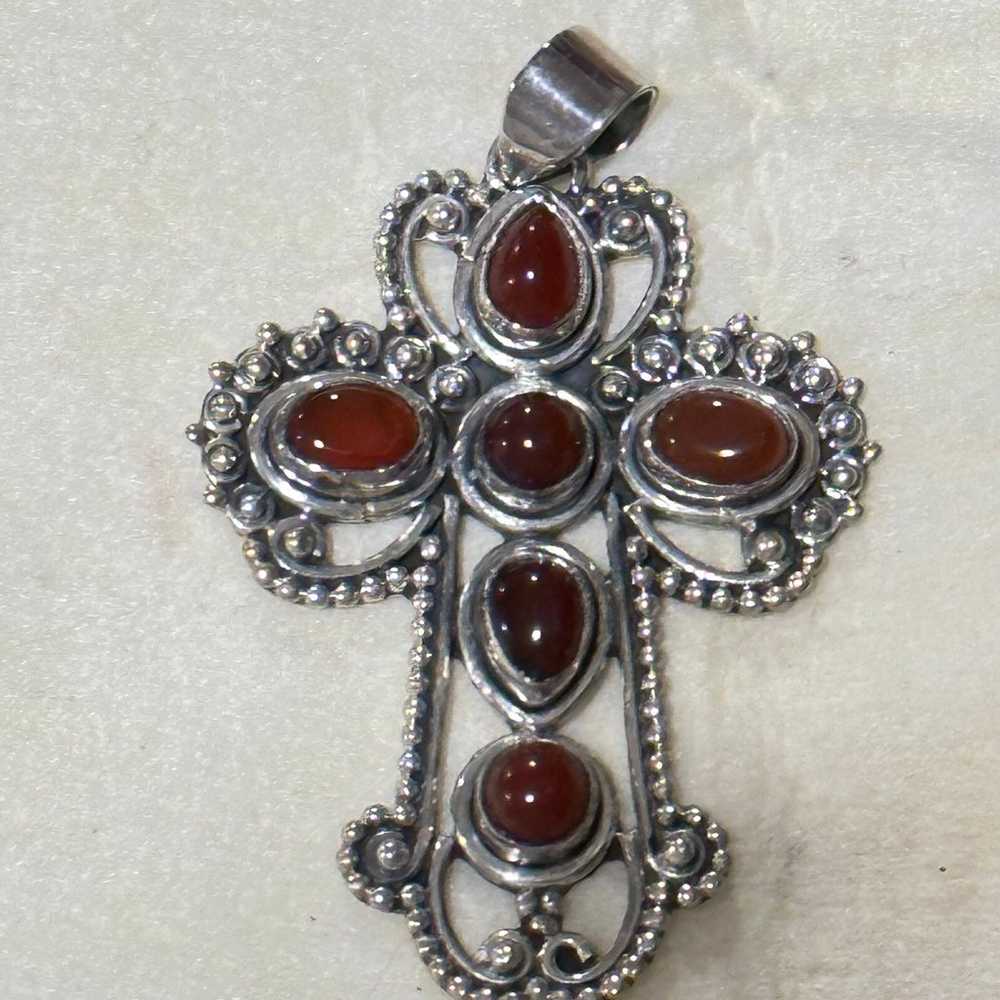 Beautiful Handmade Carnelian Cross Sterling 925 P… - image 3