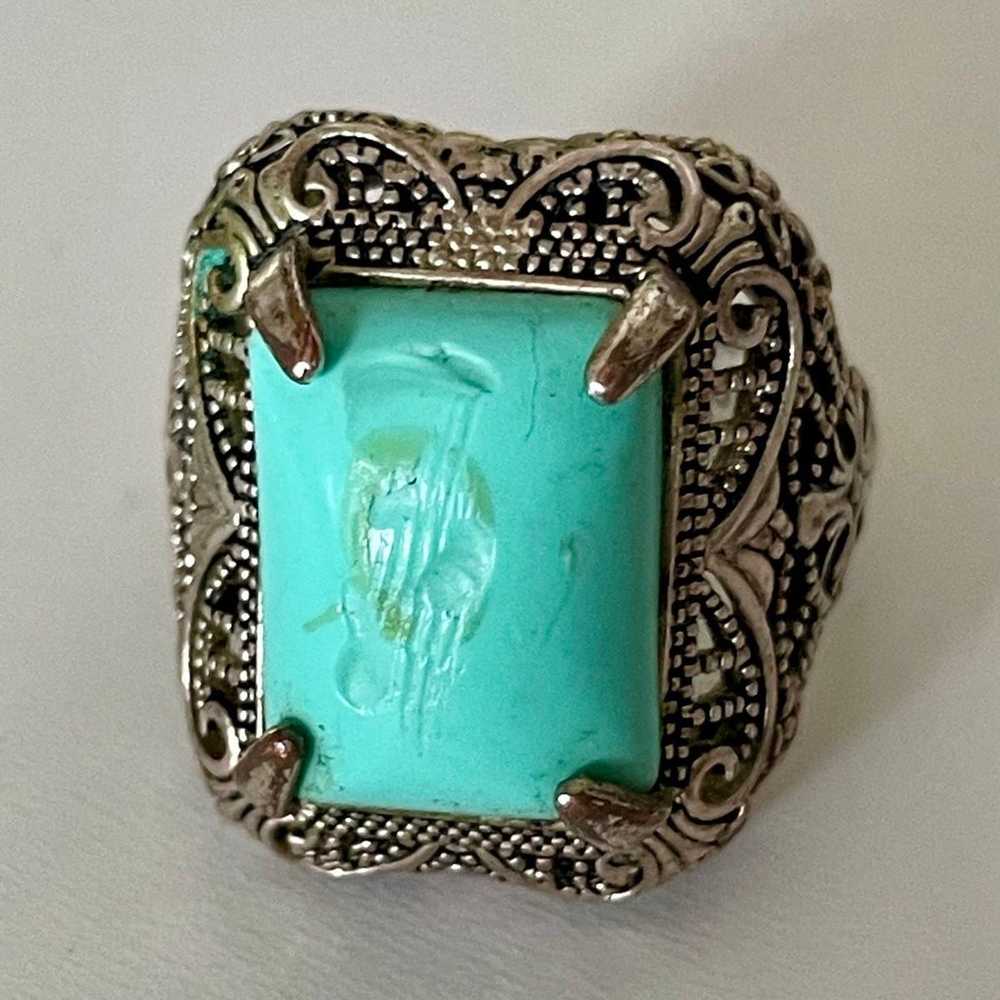 24k Gold Plated turquoise stone ring - image 7