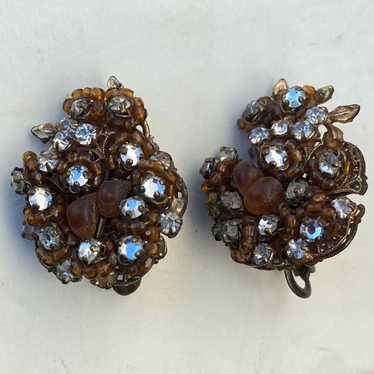 Vintage rare 1950s Robert crystal clip on earrings