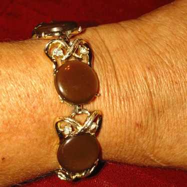 Beautiful vintage Coro silver and brown bracelet … - image 1