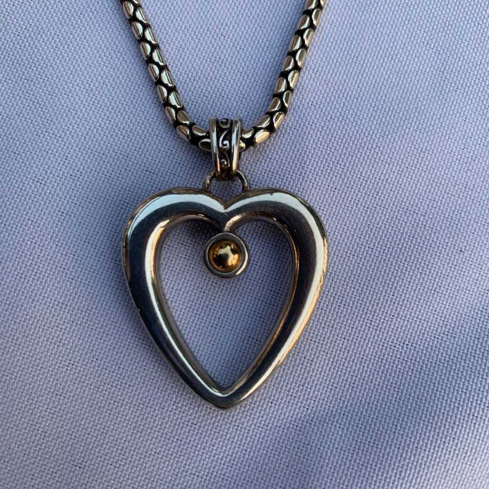 Vintage Silver Heart Necklace Rhinestone Anson St… - image 4