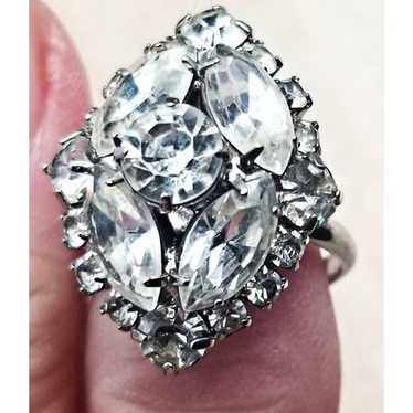 Vintage Silver Tone Rhinestone Ring - image 1