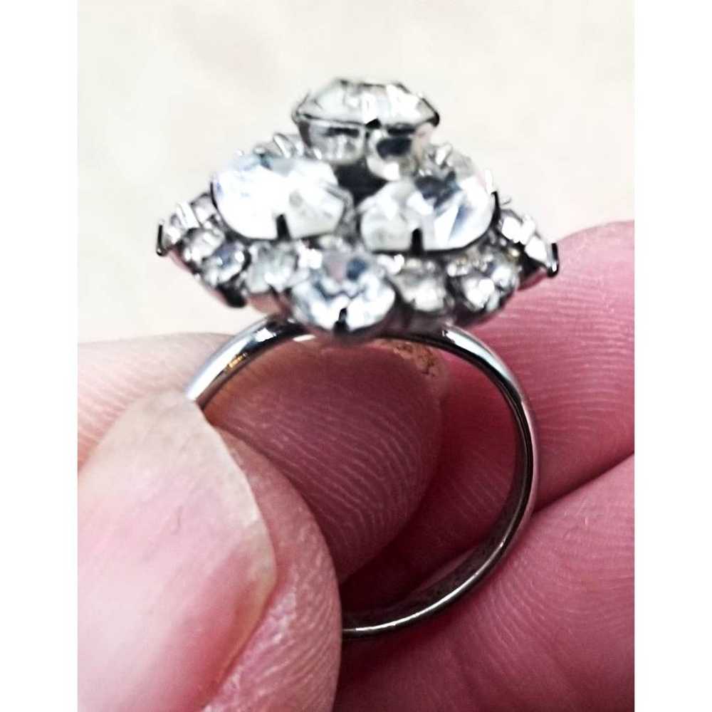 Vintage Silver Tone Rhinestone Ring - image 3