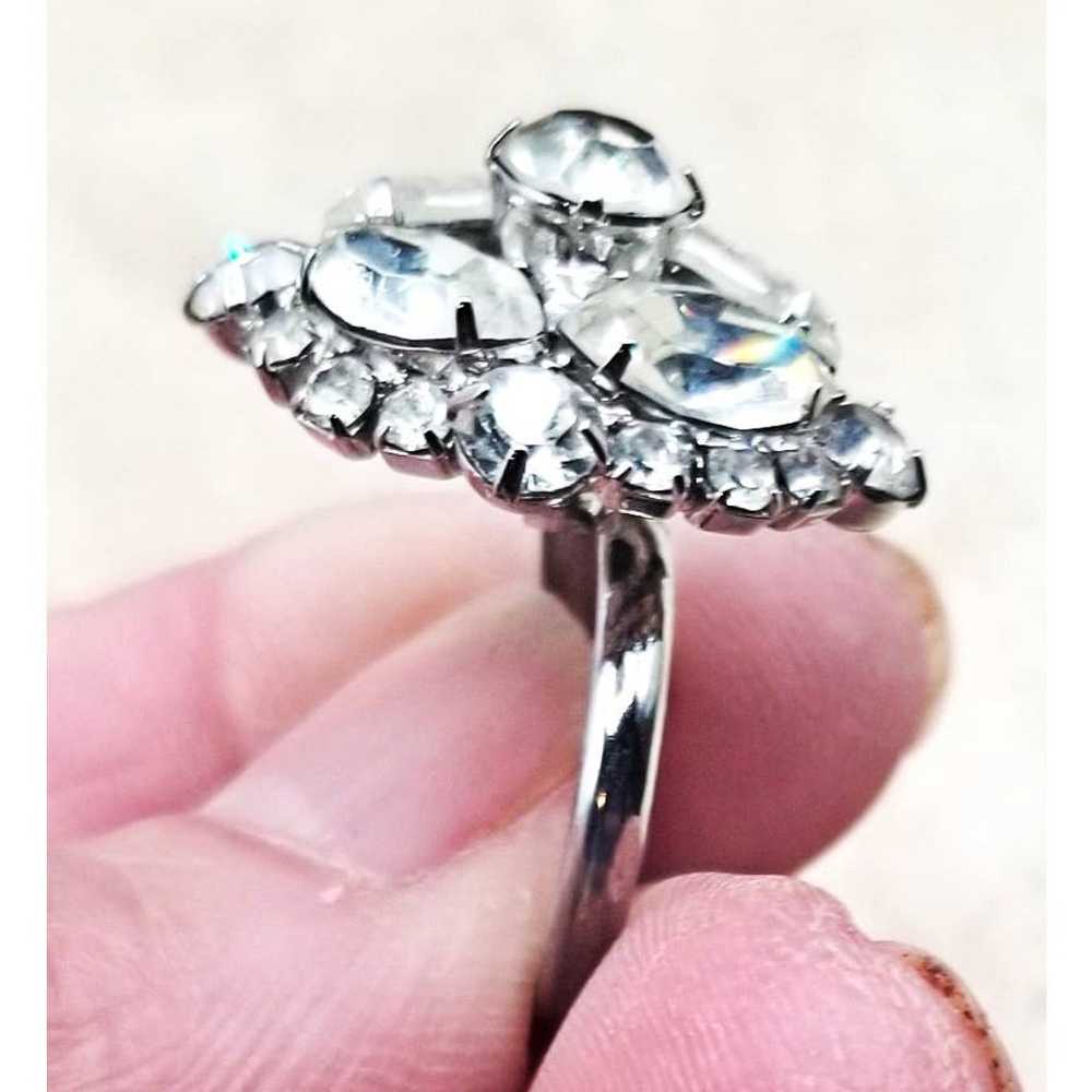 Vintage Silver Tone Rhinestone Ring - image 4