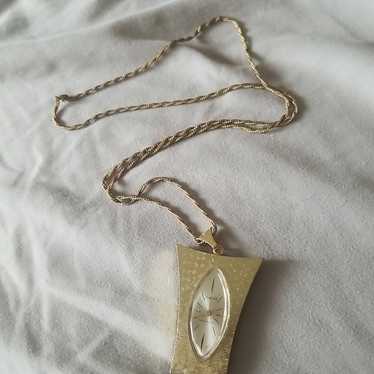 Vintage gold Toned lady Sheffield pendant watch o… - image 1