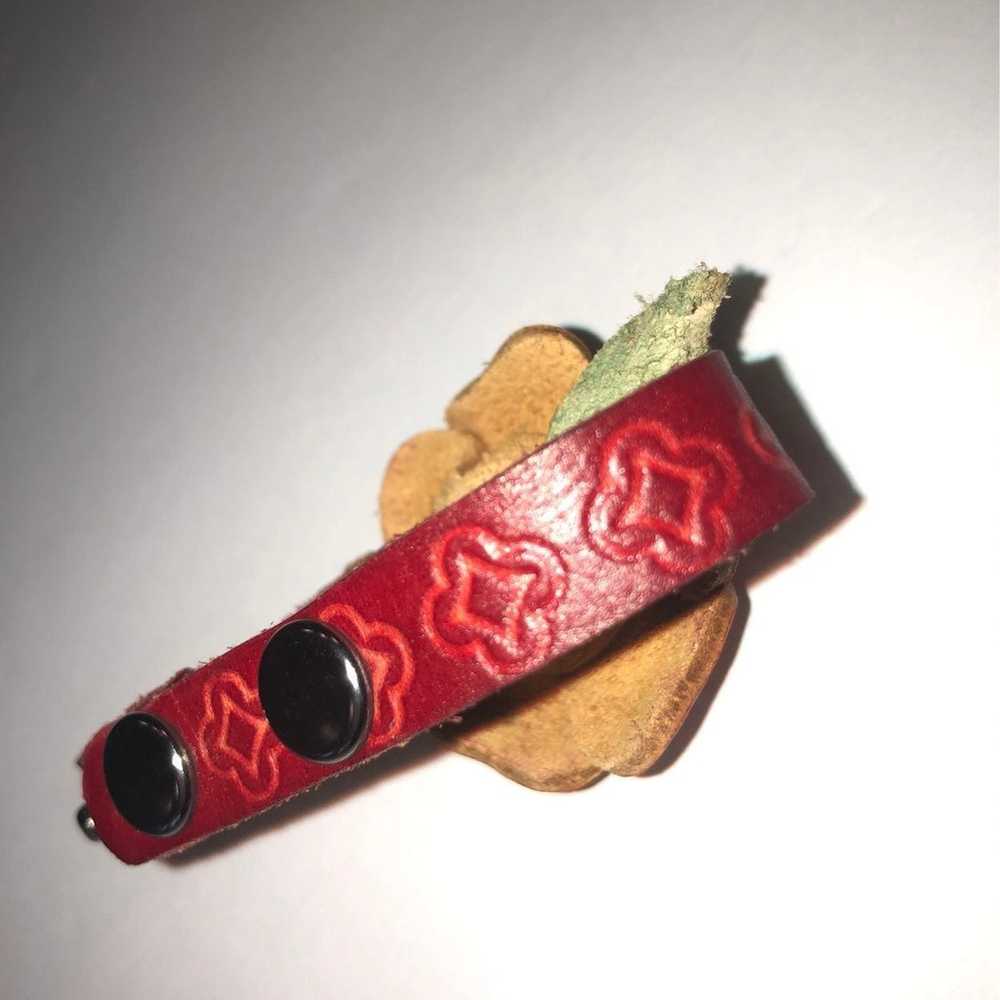 VINTAGE 90S Y2K RED ROSE LEATHER BRACELET JEWELRY… - image 10