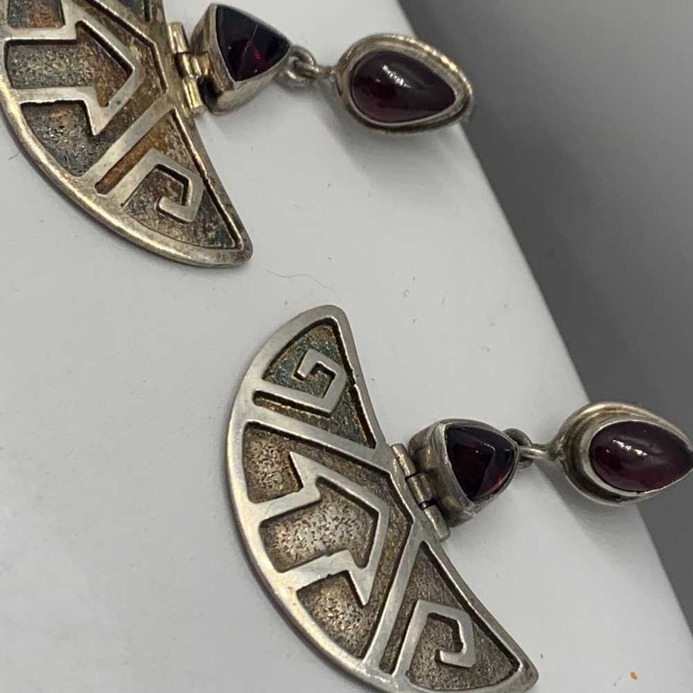 Vintage Signed Sajen Sterling Silver Garnet Earri… - image 2