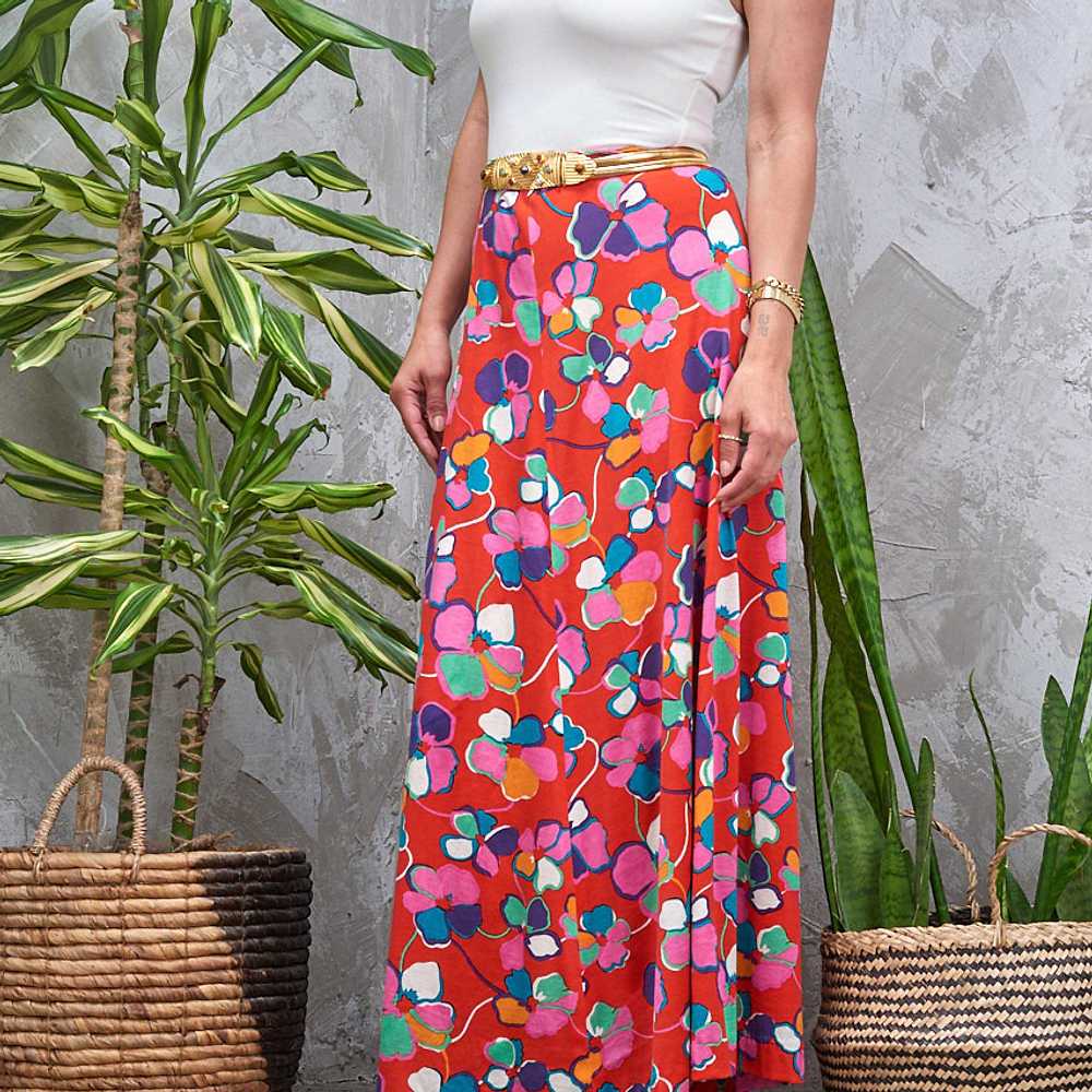 MISSONI 1970s Floral Knit Maxi Skirt S M - image 6