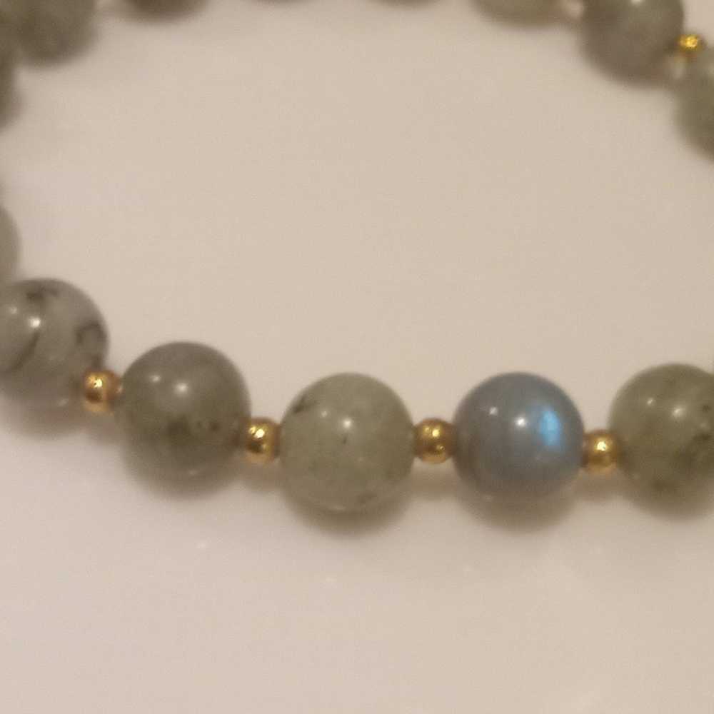 Vintage Natural Labradorite gemstone gold plated … - image 2