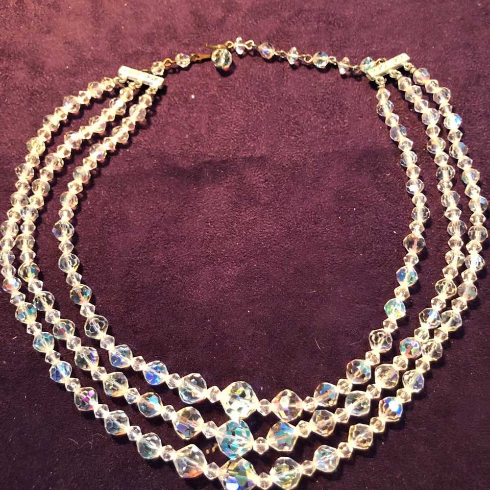 Vintage Aurora Borealis Austrian Crystal Necklace - image 1