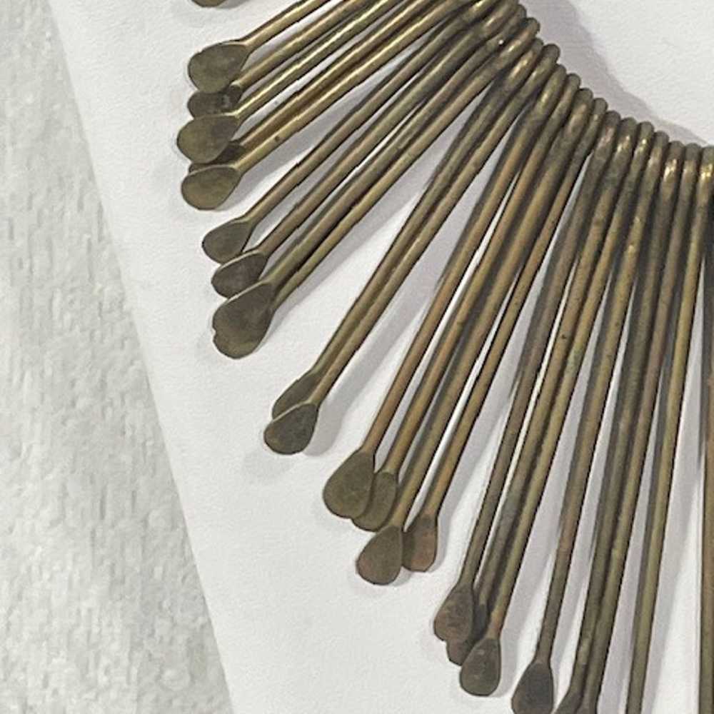 Vintage 1970's brass paddle fringe necklace. - image 2