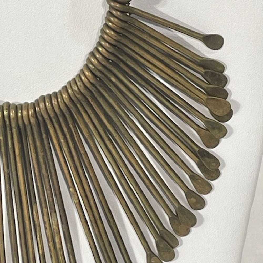 Vintage 1970's brass paddle fringe necklace. - image 3