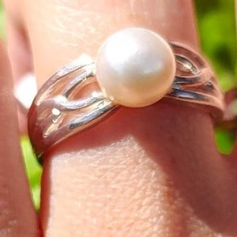 Vintage Sterling Silver Culture Pearl Ring - image 1